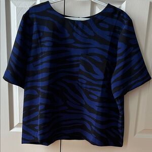 LOFT Blue and Black Zebra Print Blouse